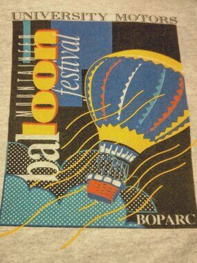 Mountaineer Balloon Fest Shirt XL Mock Neck Hot Air Ballooning Vintage USA Gray